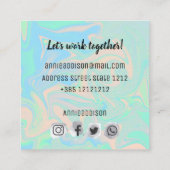 Vloeibare faux holografische israëlische textuur vierkante visitekaartje (Achterkant)