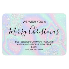 Vloeibare Faux Holografische Textuur Sneeuwvlokken Magneet