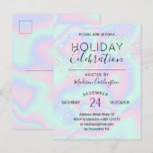 Vloeibare Faux Holografische Textuur Sneeuwvlokken Uitnodiging Briefkaart (Voorkant / Achterkant)