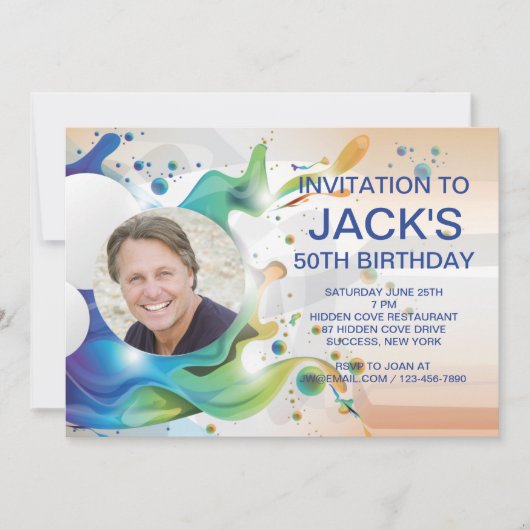 Vloeibare fotouitnodiging kaart (Voorkant)