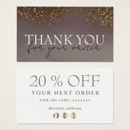 Vloeibare glitter bedankt voor je creditcard visitekaartje (Voorkant /achterkant)