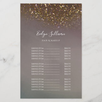 Vloeibare glitter ontwerp prijslijst flyer