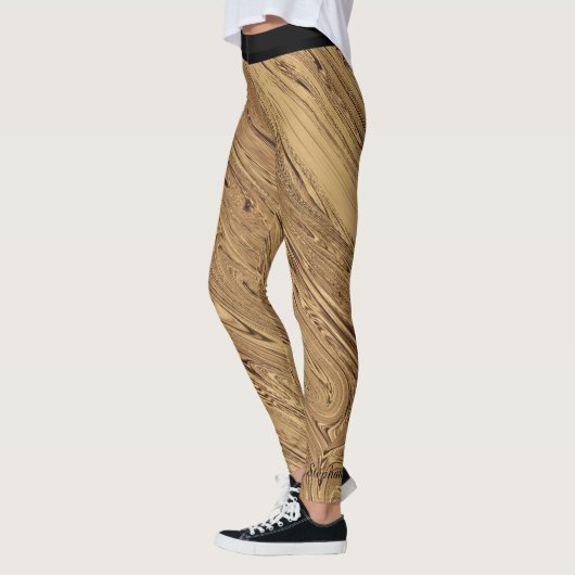 Vloeibare Gold-Leggings met zwarte golflengte Leggings (Links)