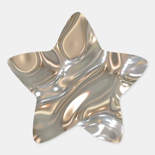 Vloeibare Goud en Zilver Ster Sticker (Voorkant)