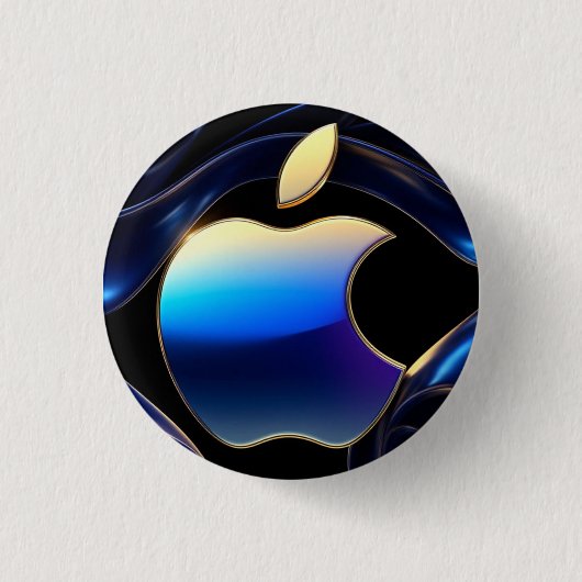 🍎 Vloeibare Gouden Appel Glam Statement ✨ Ronde Button 3,2 Cm (Voorkant)