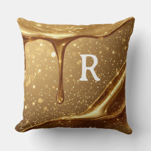 Vloeibare Gouden Druppel Glitter Bokeh Luxe Glamou Kussen