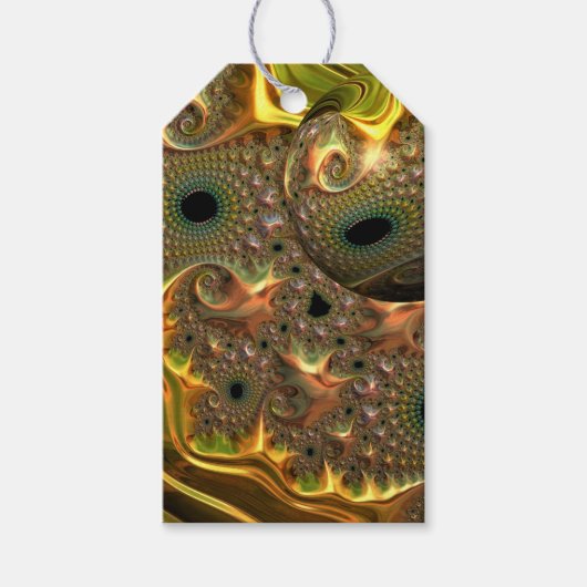 Vloeibare Gouden Fractale Droom Cadeaulabel (Voorkant)