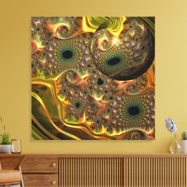 Vloeibare Gouden Fractale Droom Canvas Afdruk