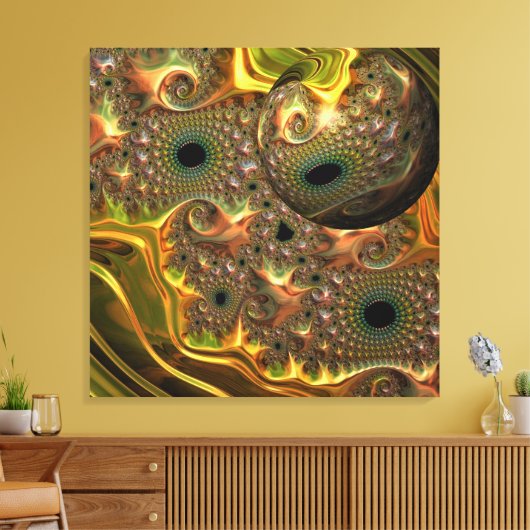 Vloeibare Gouden Fractale Droom Canvas Afdruk (Insitu (Woonkamer))