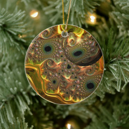 Vloeibare Gouden Fractale Droom Keramisch Ornament