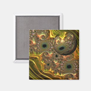 Vloeibare Gouden Fractale Droom Magneet