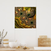 Vloeibare Gouden Fractale Droom Poster (Keuken)