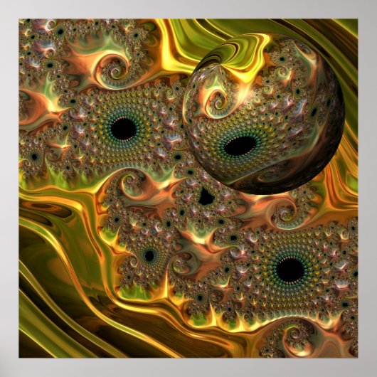 Vloeibare Gouden Fractale Droom Poster (Voorkant)