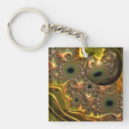 Vloeibare Gouden Fractale Droom Sleutelhanger