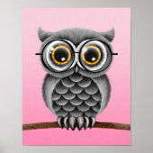 Vloeibare grijze kieuwen met bril, roze poster (Voorkant)