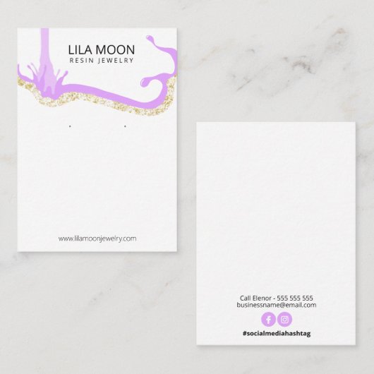 Vloeibare hars oorbel display Kaarten Visitekaartje (Voorkant / Achterkant)