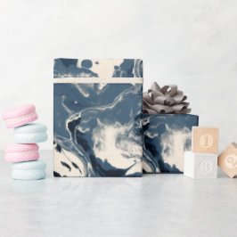 Vloeibare inkt indigoblauwe spetter abstract patro cadeaupapier