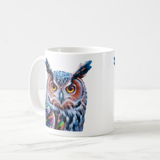 Vloeibare inkt uil heldere veren koffiemok (Voorkant links)