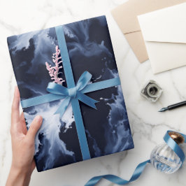 Vloeibare Inkt Zwart Indigo Spat Abstract Patroon Cadeaupapier