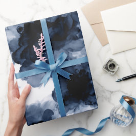 Vloeibare Inkt Zwart Indigo Spat Abstract Patroon Cadeaupapier