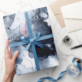Vloeibare Inkt Zwarte Indigo Spat Abstract Patroon Cadeaupapier