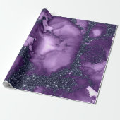 Vloeibare inktverf Amethyst Paars zwart Glitt grij Cadeaupapier (Uitgerold)