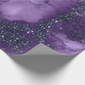 Vloeibare inktverf Amethyst Paars zwart Glitt grij Cadeaupapier (Hoek)