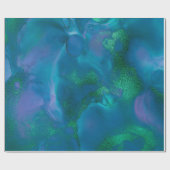 Vloeibare inktverf Blauw Emerald Sapphire Green Cadeaupapier (Vlak)