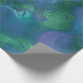 Vloeibare inktverf Blauw Emerald Sapphire Green Cadeaupapier (Hoek)