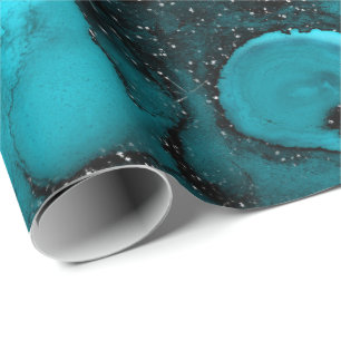 Vloeibare inktverf Blauw Sapphire Black Glam Cadeaupapier