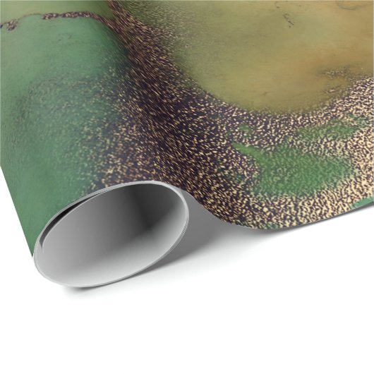 Vloeibare inktverf Emerald Green Bronze Gold Cadeaupapier (Rol Hoek)