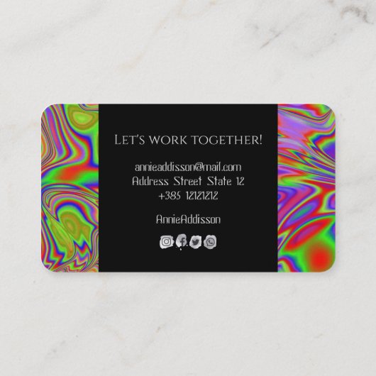 Vloeibare iriscerende regenboogtextuur visitekaartje (Achterkant)