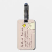 Vloeibare kat en gele vlinder bagagelabel (Achterkant verticaal)