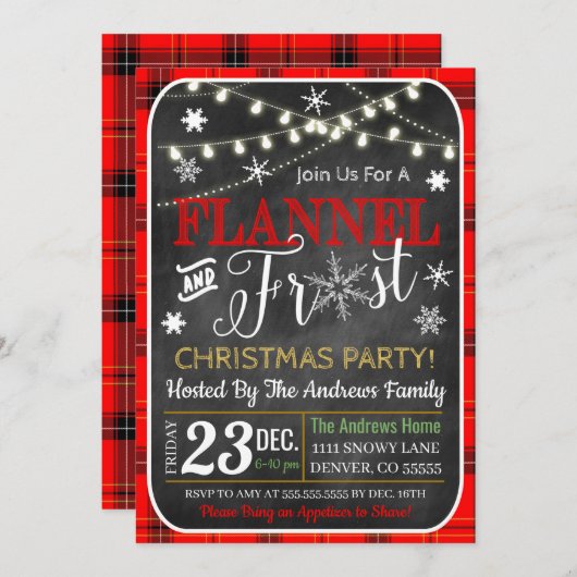 Vloeibare kerstuitnodiging kaart (Voorkant / Achterkant)