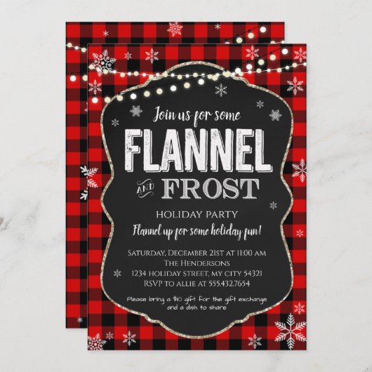 Vloeibare kerstuitnodiging kaart (Voorkant / Achterkant)