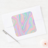 Vloeibare kleurrijke Abstracte regenboog Vierkante Sticker (Envelop)