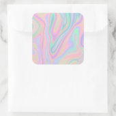 Vloeibare kleurrijke Abstracte regenboog Vierkante Sticker (Tas)