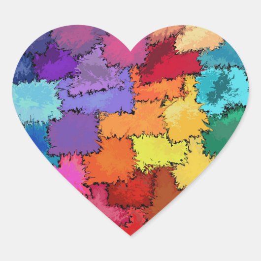 Vloeibare kleurrijke hart Sticker (Voorkant)