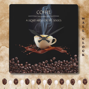 Vloeibare knuffel voor de Senses Coffee Wall Clock Vierkante Klok