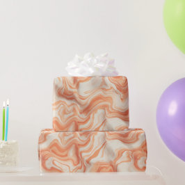 Vloeibare Koraal Perzik Golf Crème Abstract Patroo Cadeaupapier