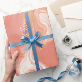 Vloeibare Koraal Perzik Golf Crème Abstract Patroo Cadeaupapier
