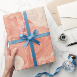 Vloeibare Koraal Perzik Waterstroom Abstract Patro Cadeaupapier