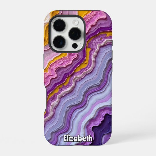 Vloeibare Kunst Amethyst en Goud iPhone Hoesje (Achterkant)