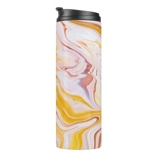 Vloeibare kunst: iriserende abstracte textuur. thermosbeker (Geroteerd rechts)