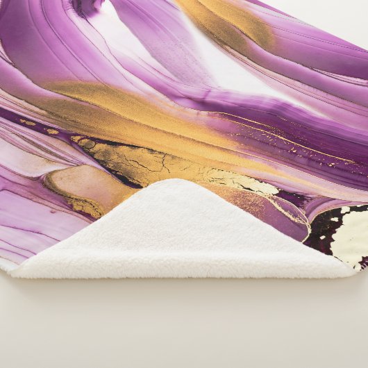 Vloeibare kunst, lila gouden gemarmerde textuur. sherpa deken (3/4)