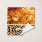 Vloeibare kunstkleuren — Aangepaste luipaard afdru Bad Handdoek (Wasdoekje)