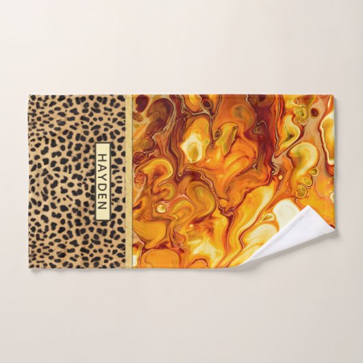 Vloeibare kunstkleuren — Aangepaste luipaard afdru Bad Handdoek (Handdoek)