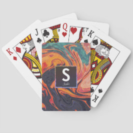 Vloeibare legernaam Monogram speelkaartjes Pokerkaarten