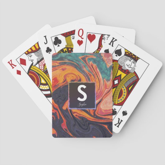 Vloeibare legernaam Monogram speelkaartjes Pokerkaarten (Achterkant)