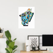 vloeibare lunch | Cyber Deco Abstract Design Poster (Thuiskantoor)